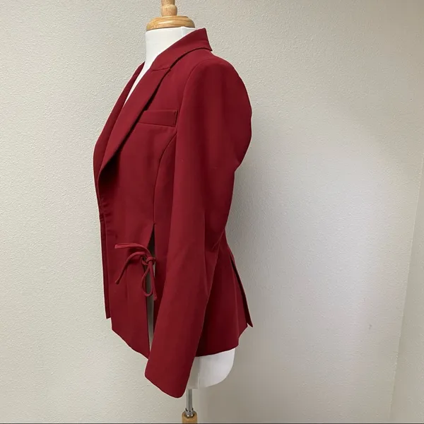 Prabal Gurung Collective Red Side Tie Tailored Blazer Size 0 - Image 6