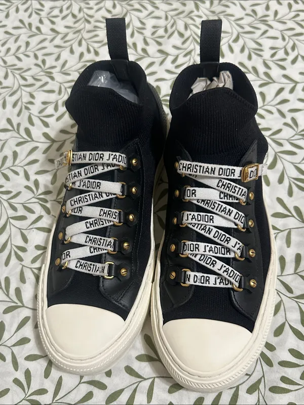 Christian Dior Black & White J'Adior Lace-Up Platform Sneakers - Image 2