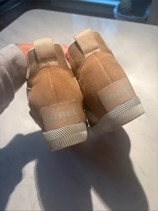 Sorel Beige High-Top Bootie Sneakers with Strap - Image 5