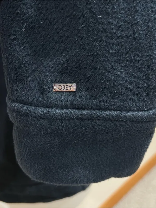 OBEY Black Fleece Peacoat Jacket Size Medium - Image 6