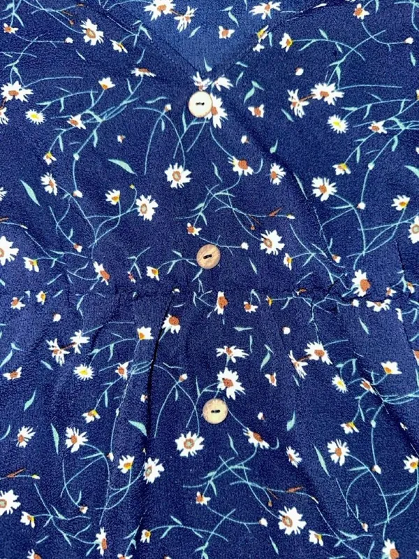 SheIn Navy with Daisy Print Maternity Sun Dress - Image 3