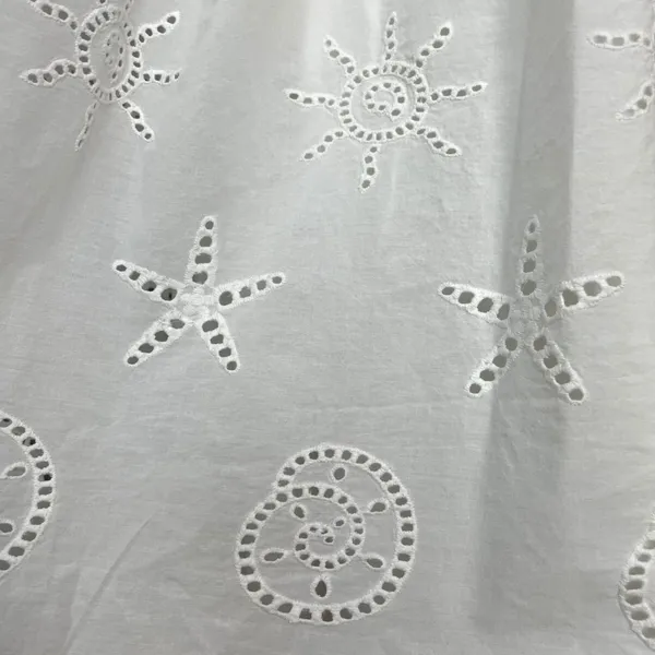 Sim & Sam Eyelet Dress Beachy Seashell Sun Star Nautical White Milkmaid Pockets - Image 16