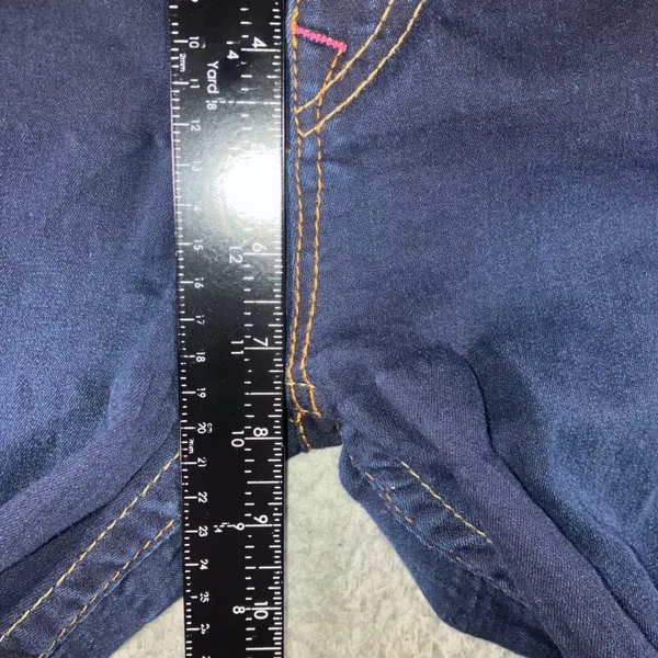 True Religion Low Rise Capri Jeans Womens 25x23.5 Blue Y2K Pink Stitch Logo Flaw - Image 9