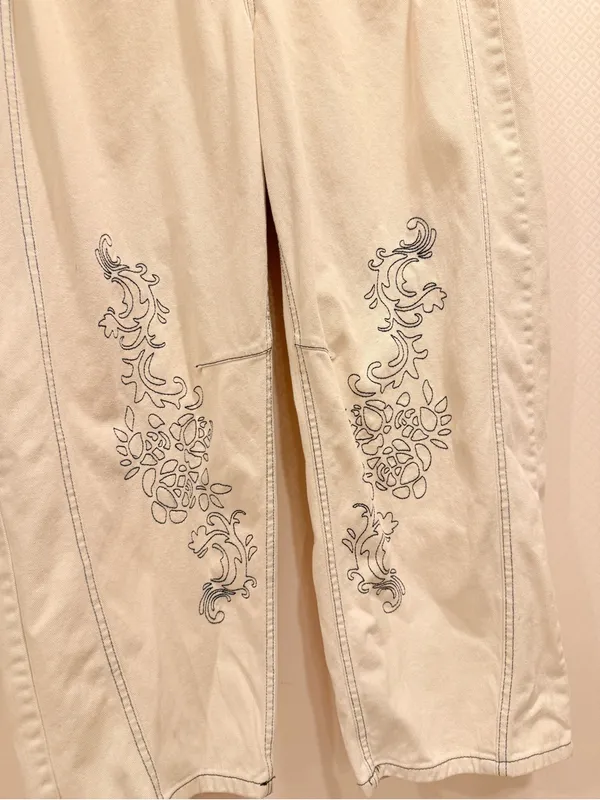 Daisy Street Faye Barrel Leg Embroidered Denim Contrast-Stitch Garment Sz XL - Image 12