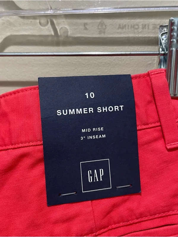 Gap Summer Shorts Coral Pink Mid Rise 3 Inch Chino Women Size 10 NWT - Image 5