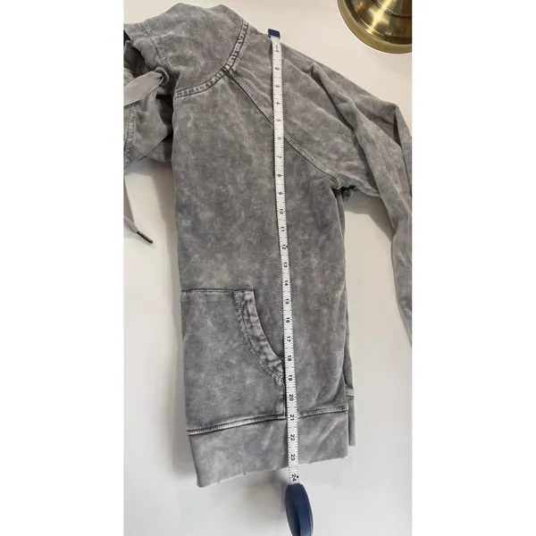 Scoop Gray Acid Wash Raglan‎ Pullover Hoodie Vintage Grunge Distressed Small - Image 6