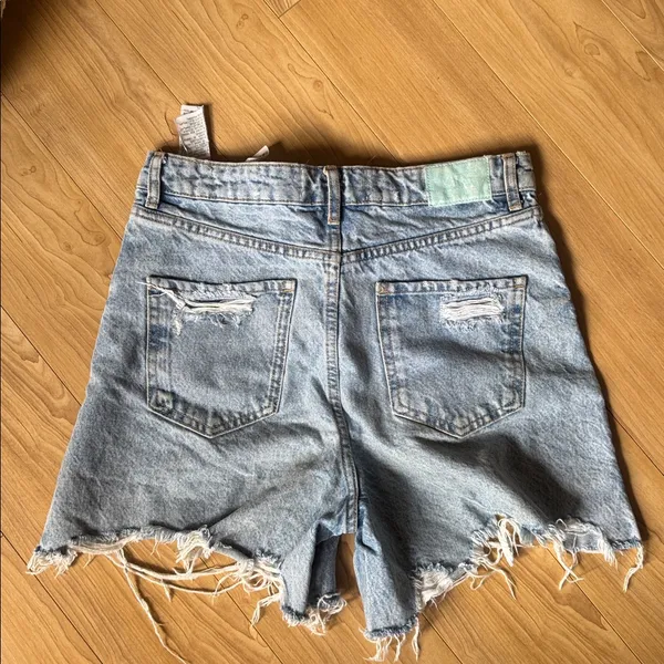 Zara Frayed Hem Blue Jean Shorts - Image 3