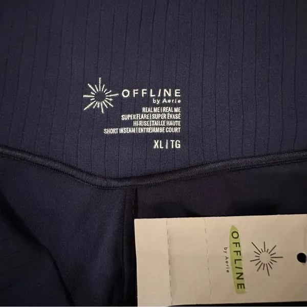 Offline By Aerie Real Me Crossover Super Flare Leggings in Navy Sz‎ XL Short NEW - Image 7