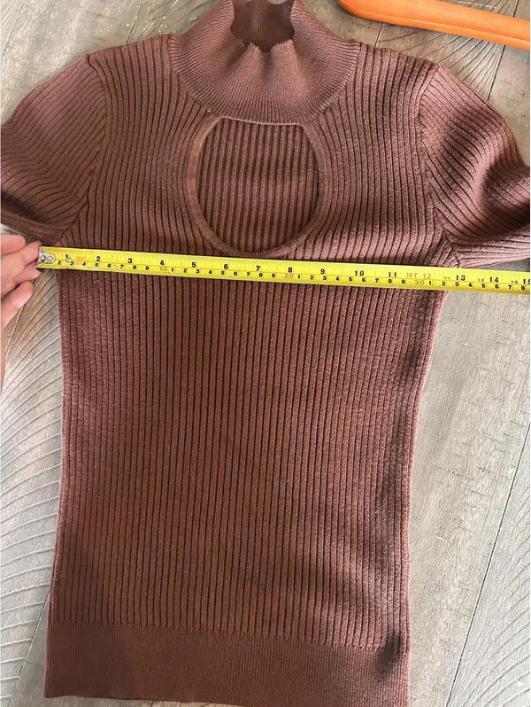 Abercrombie & Fitch Rust Brown Keyhole Mock Neck Ribbed Knit Sweater size XS - Image 8
