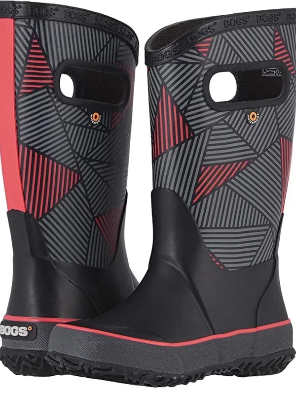 Bogs Kids Black & Red Geometric Mid-Calf Rain Boots - Image 2