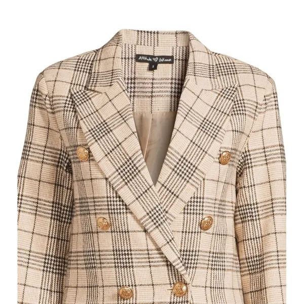 Attitude Unknown Womens Blazer Size L Rust Plaid Ponte Knit Stretch Lined Office - Image 7