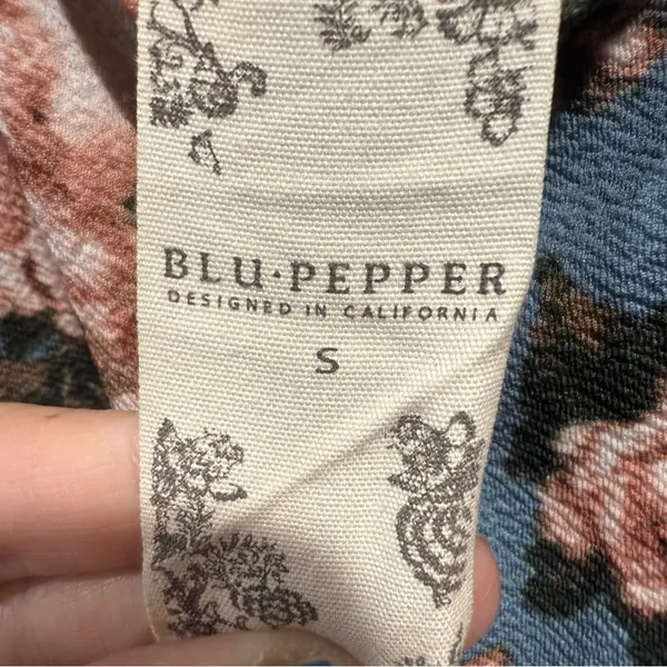 Blu Pepper Floral Strappy Mini Dress - Blue and Peach, Size Small EUC - Image 4
