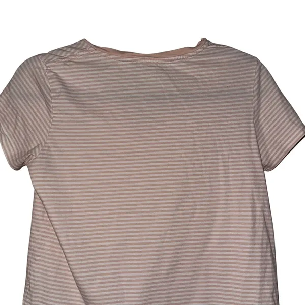 Polo Ralph Lauren Striped V-Neck T-Shirt‎ Women's Pink White Medium - Image 5