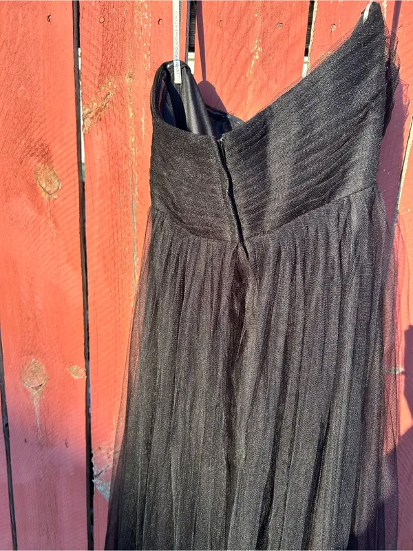 Jenny Yoo Black Strapless Evening Gown - sparkly black maxi dress - size 8 - Image 7