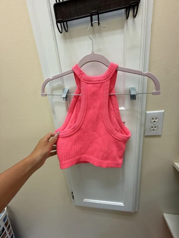 Aerie Real Good Seamless Ribbed High Neck Cropped Tank Top Pink Size S - Image 3