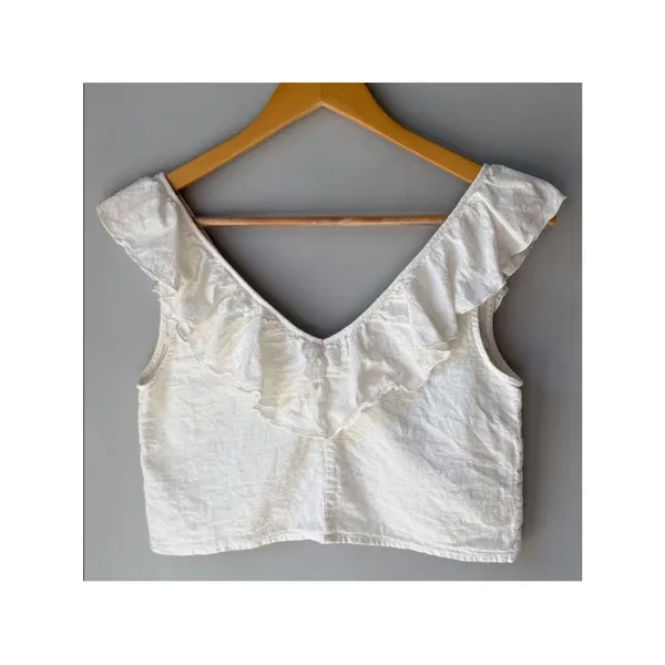 Aritzia Sunday Best Linen Cotton Calliope Crop Blouse Top - Image 4
