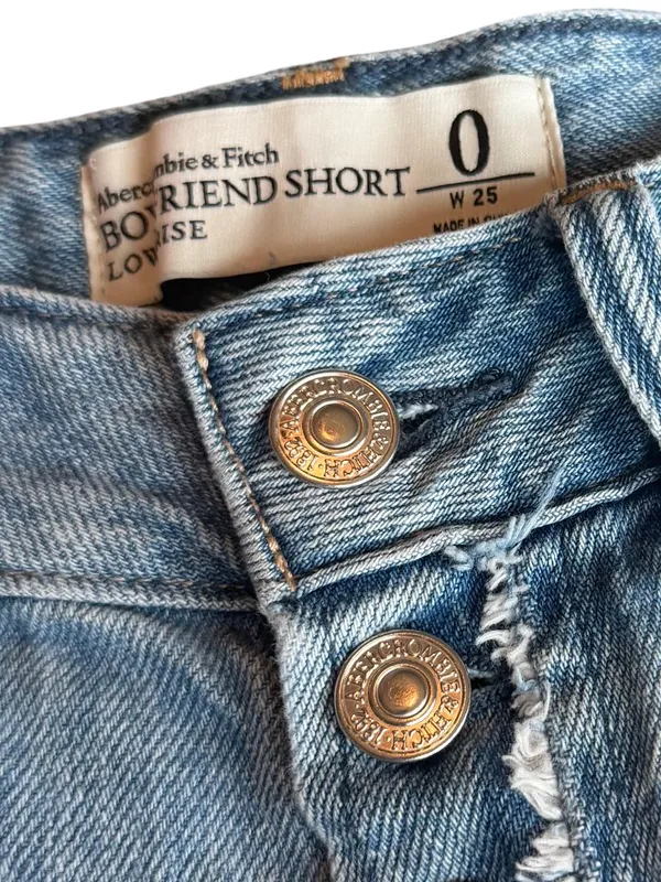 Abercrombie & Fitch Boyfriend Shorts Low Rise Light Wash Denim Button Fly Size 0 - Image 7