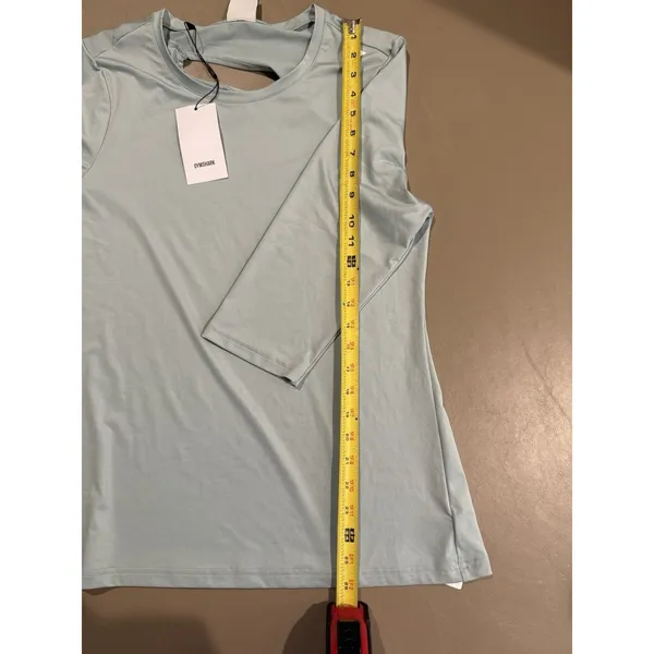 Gymshark Studio Tee Women's 3/4 Sleeve Training Workout Top Sage Green NWT Large - Image 8