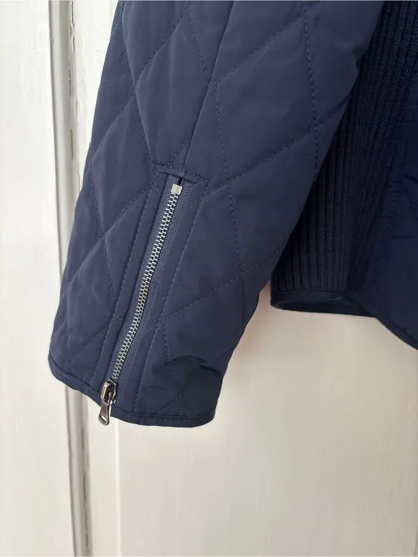 Talbots Navy Quilted Lightweight Puffer Jacket Size Large Ribbed Sides‎ Full Zip - Image 6