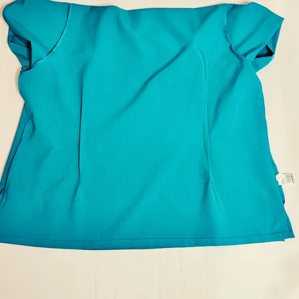 Mandala Teal Scrub Top Women’s 2XL Equa-Tek Stretch V-Neck Medical Workwear - Image 9