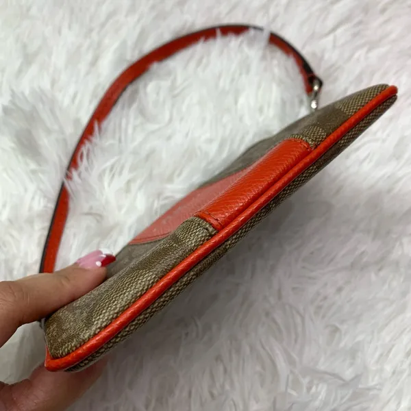 COACH Brown and Orange Coated Canvas Wristlet - Image 4