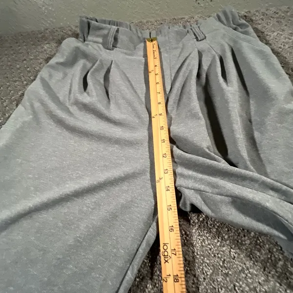 Halara Wide Leg Pants Women L Petite Grey Pleated High Waist Elastic Pockets - Image 8