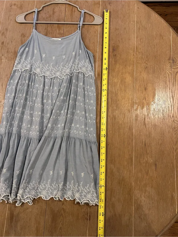 American Eagle Outfitters Light Blue Embroidered Midi Dress, Medium - Image 6