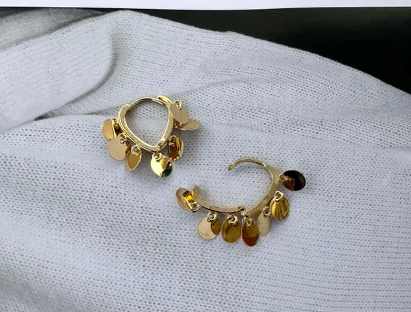 Metal Sequin Gold Hoop Earrings for Women - Image 3