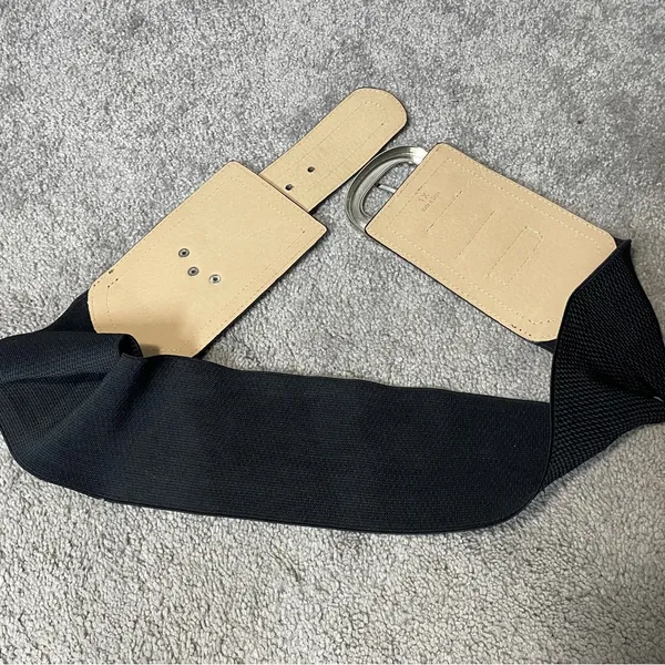 Black Faux Snake‎ Skin Wide Elastic Waist Belt size 1X - Image 4