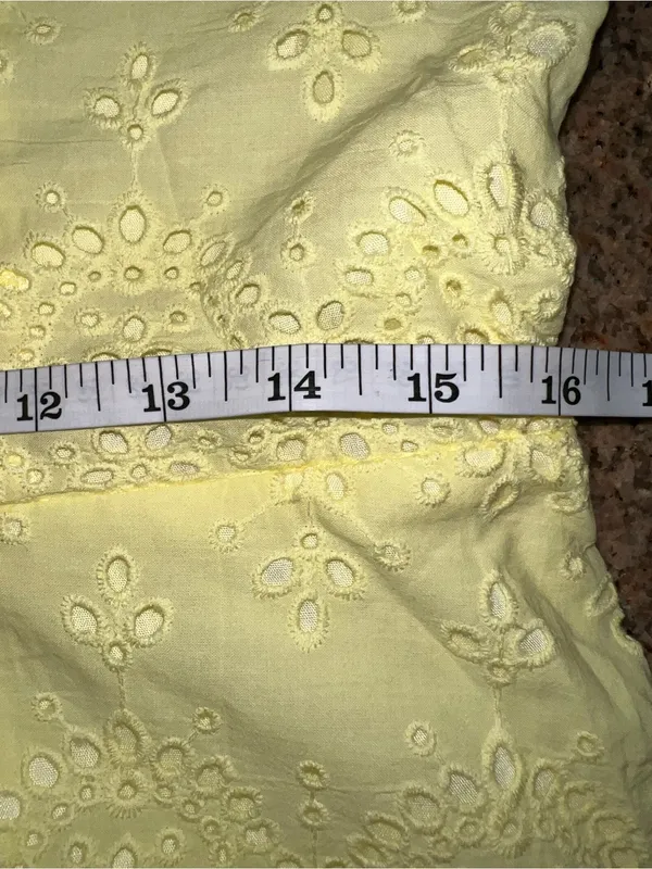 Commense Cotton Yellow Eyelet Midi Dress Scalloped V-Neck Sleeveless NWT Large - Image 5