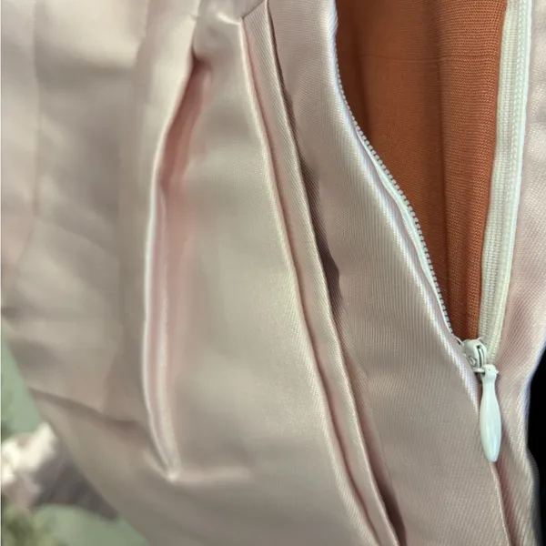 Banana Republic Pale Pink Satin High Waisted Pleated Shorts with Pockets and Side Zipper - Image 4