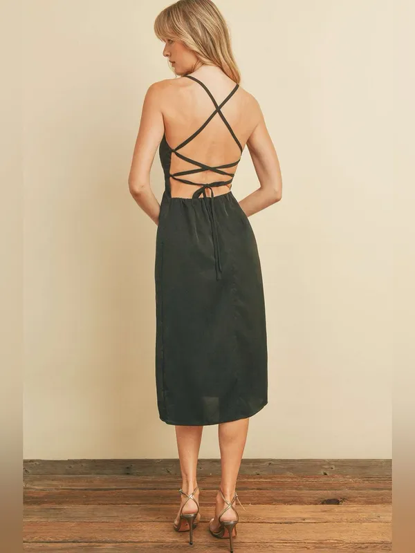 Dress Forum NWT Black Open Back Midi Dress Size Large - Image 2