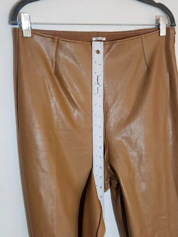 Abercrombie and Fitch Light Brown Faux Leather Pants Size XL - Image 8