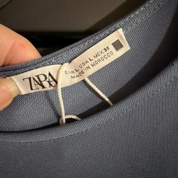 ZARA One-Shoulder Waist Cut Out Midi Dress Slate Blue NWT Size L Boho Chic - Image 7
