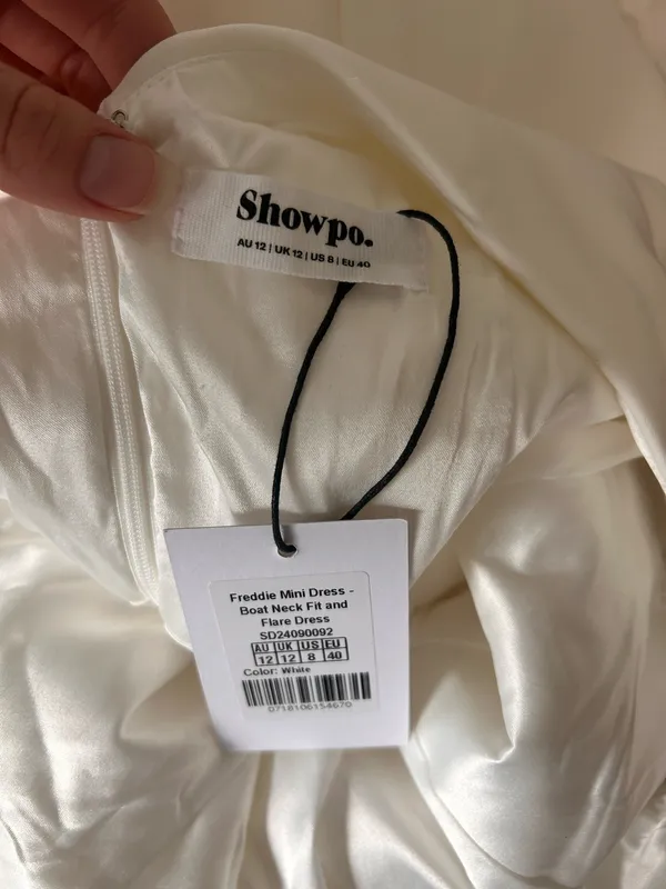 New Showpo Freddie Mini Dress Boat Neck Fit & Flare Dress Size Medium MSRP $129 - Image 9