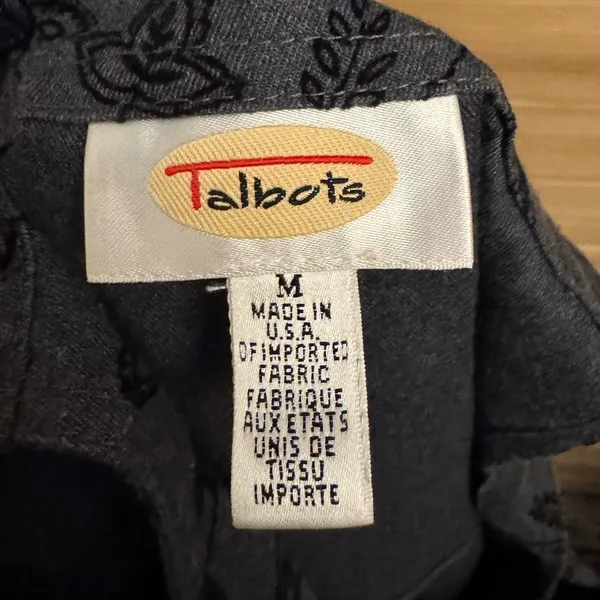 Vintage Talbots Size Large Gray Velvet Floral Overall Dress Whimsigoth Goth - Image 11