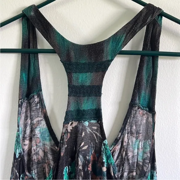 Free People Racerback Top / Tunic Black and Green with Lace - Image 5
