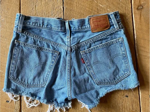 Levi's Light Blue Distressed Denim Cutoff Shorts - Image 3