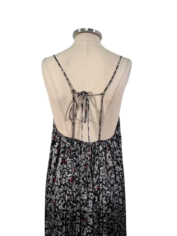 ZARA Satin Floral Sleeveless Midi Dress Size Medium - Image 9