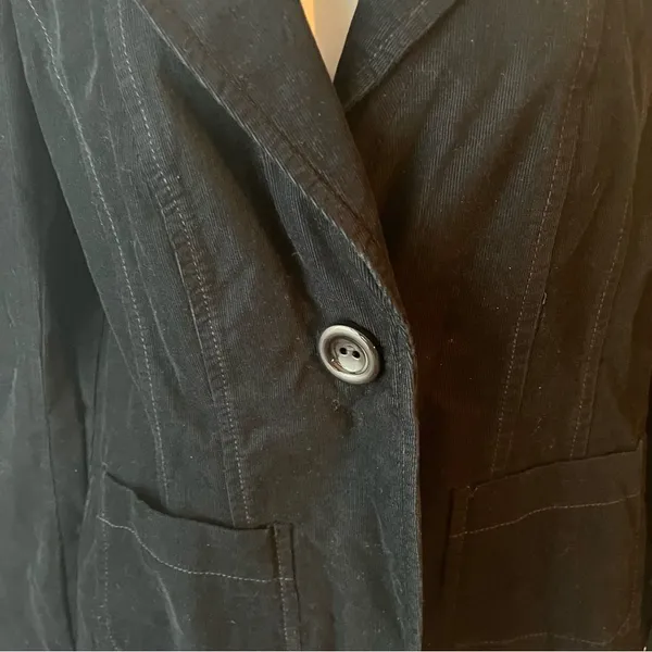Ann Taylor Corton Corduroy Blazer Jacket Notched Lapel Button Dark Navy Blue 6 - Image 6