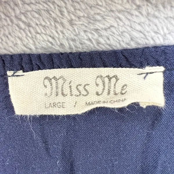 Miss‎ Me Navy Boho Embroidered Ruffle Strap Mini Dress Women's Large Lined Rayon - Image 5