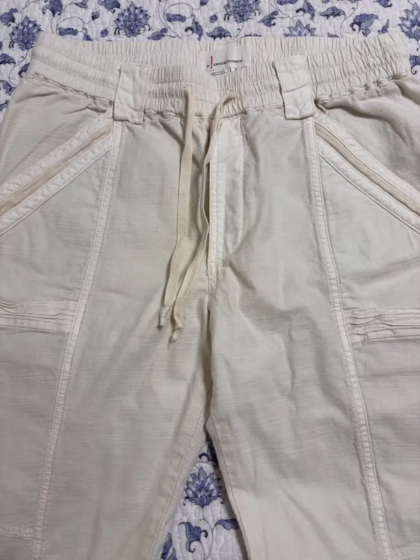 Anthropologie Angela Cropped Cargo Pants Size 26 Ivory utility Cotton Lyocell - Image 6