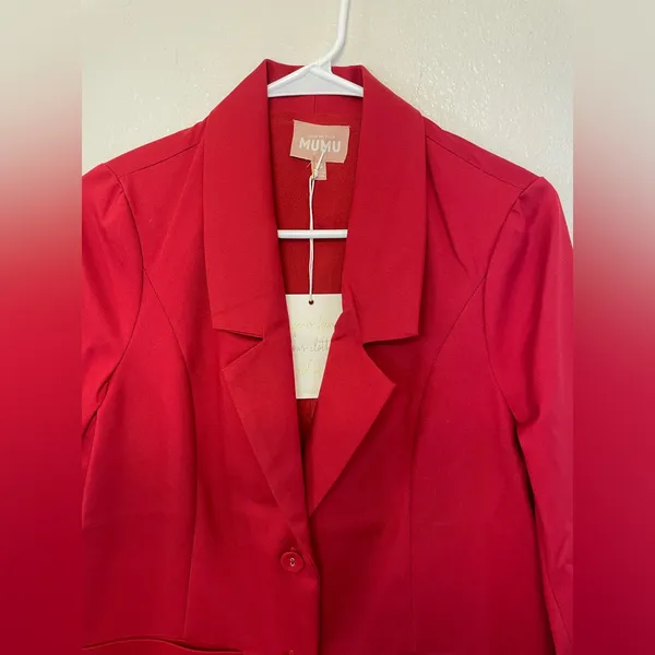 Set of 2 Show Me Your Mumu NWT Red Major Blazer Jacket & Dj Cropped Pants Size S - Image 7