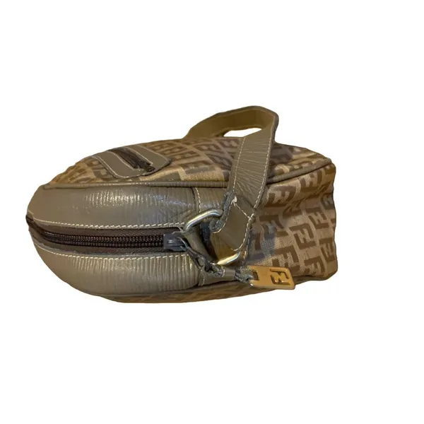 Vintage 1990'S Fendi Zucchino Ff Logo Brown Coated Canvas W/Leather Trim Bag - Image 10