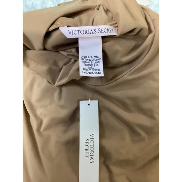 Victoria's Secret Mock Neck Long Sleeve Bodysuit Tan Brown Gold‎ V Hardware L.. - Image 7