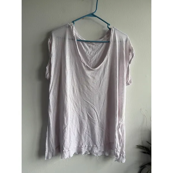 We The Free Free People Women Lavender Oversized Slub Knit Raw Hem Tee Small‎ - Image 2