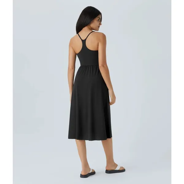 Halara Everyday Midi Soft Sleek Airy Stretch Breathable Casual Dress Black M - Image 3