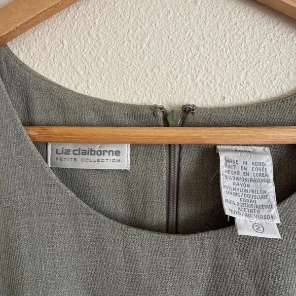 Vintage Sage Green Liz Claiborne Collection Structured Sheath Dress Sizw 2 - Image 3