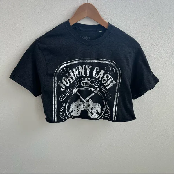 Johnny Cash Rock Cropped Tee White Size M - Image 2