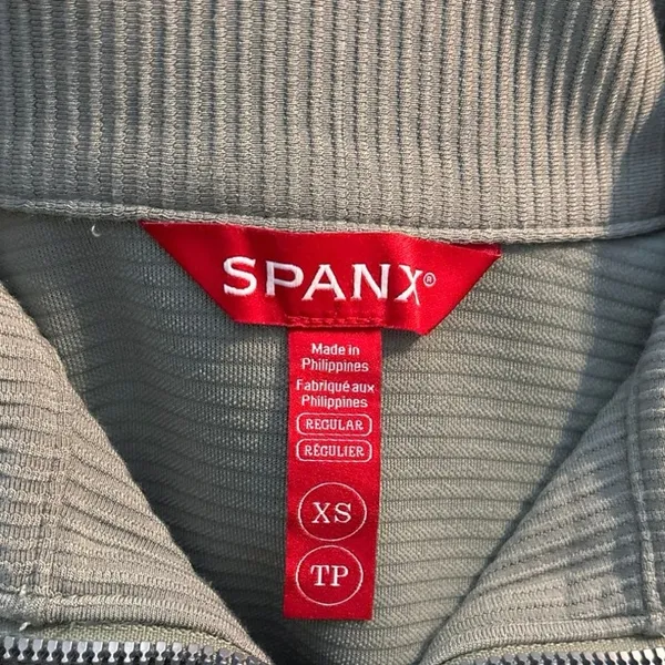 Spanx AirEssentials Size XS French Rib Half Zip Pullover Sweatshirt Sage Brush - Image 4